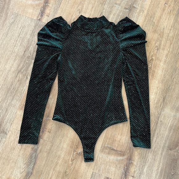 Hunter green velvet bodysuit - Picture 4 of 7